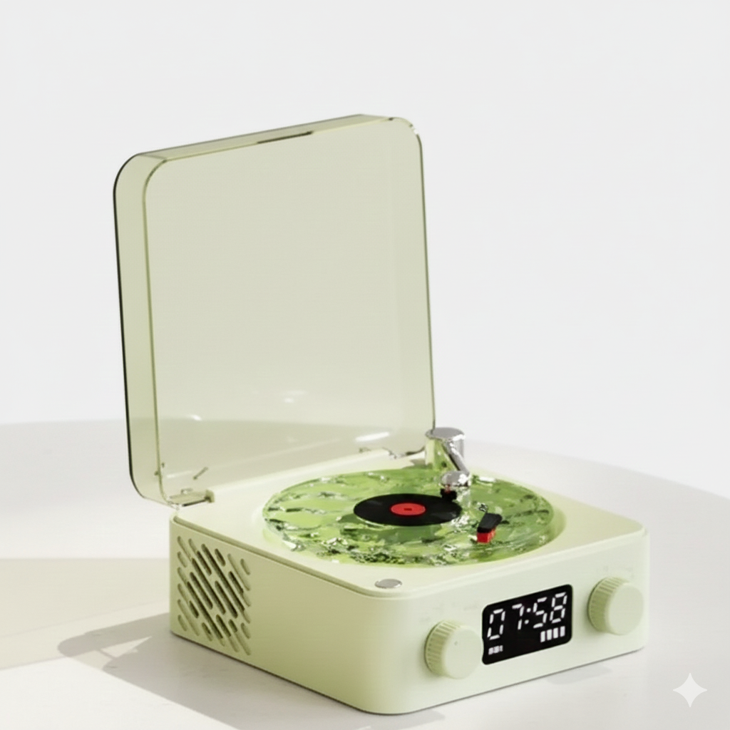 Vinil Plak Tasarımlı Işıklı Bluetooth Hoparlör – Dekoratif Gece Lambası