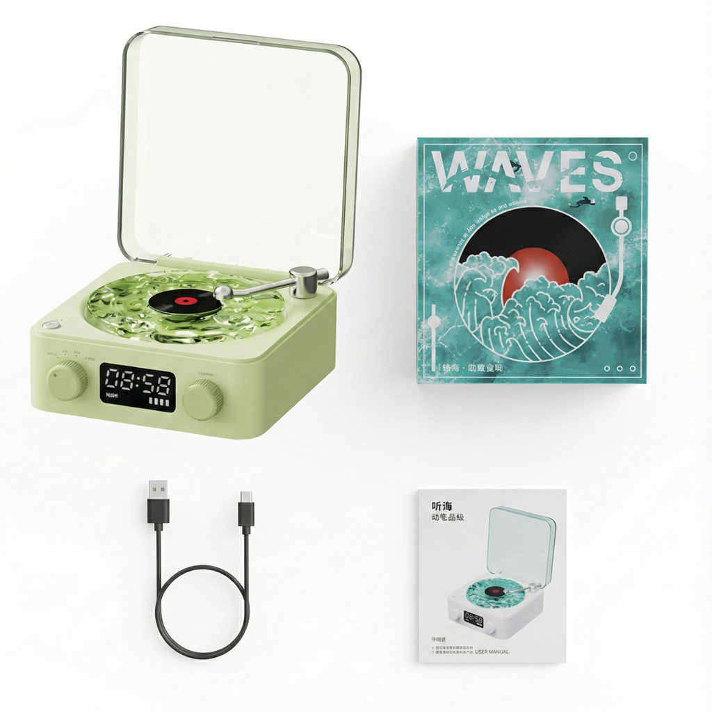 Vinil Plak Tasarımlı Işıklı Bluetooth Hoparlör – Dekoratif Gece Lambası