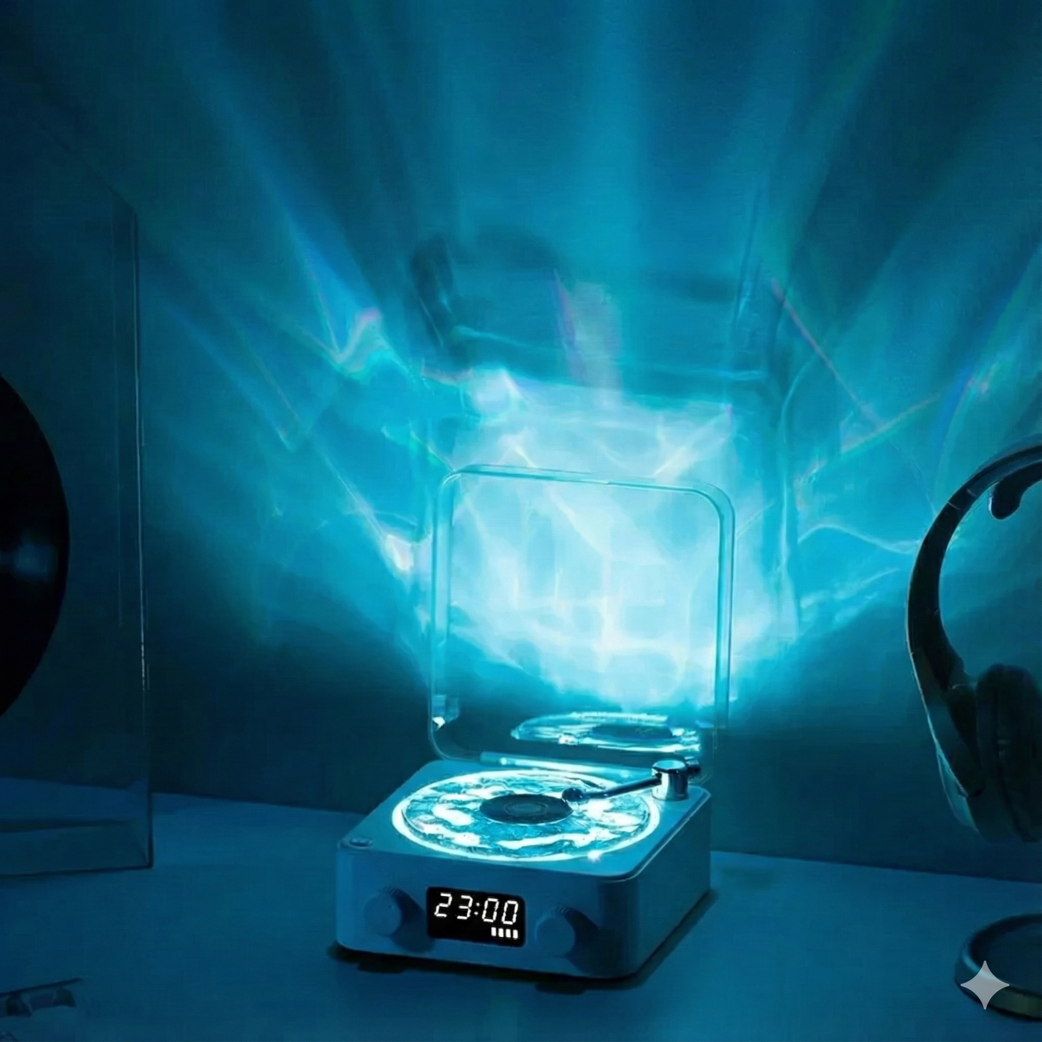 Vinil Plak Tasarımlı Işıklı Bluetooth Hoparlör – Dekoratif Gece Lambası