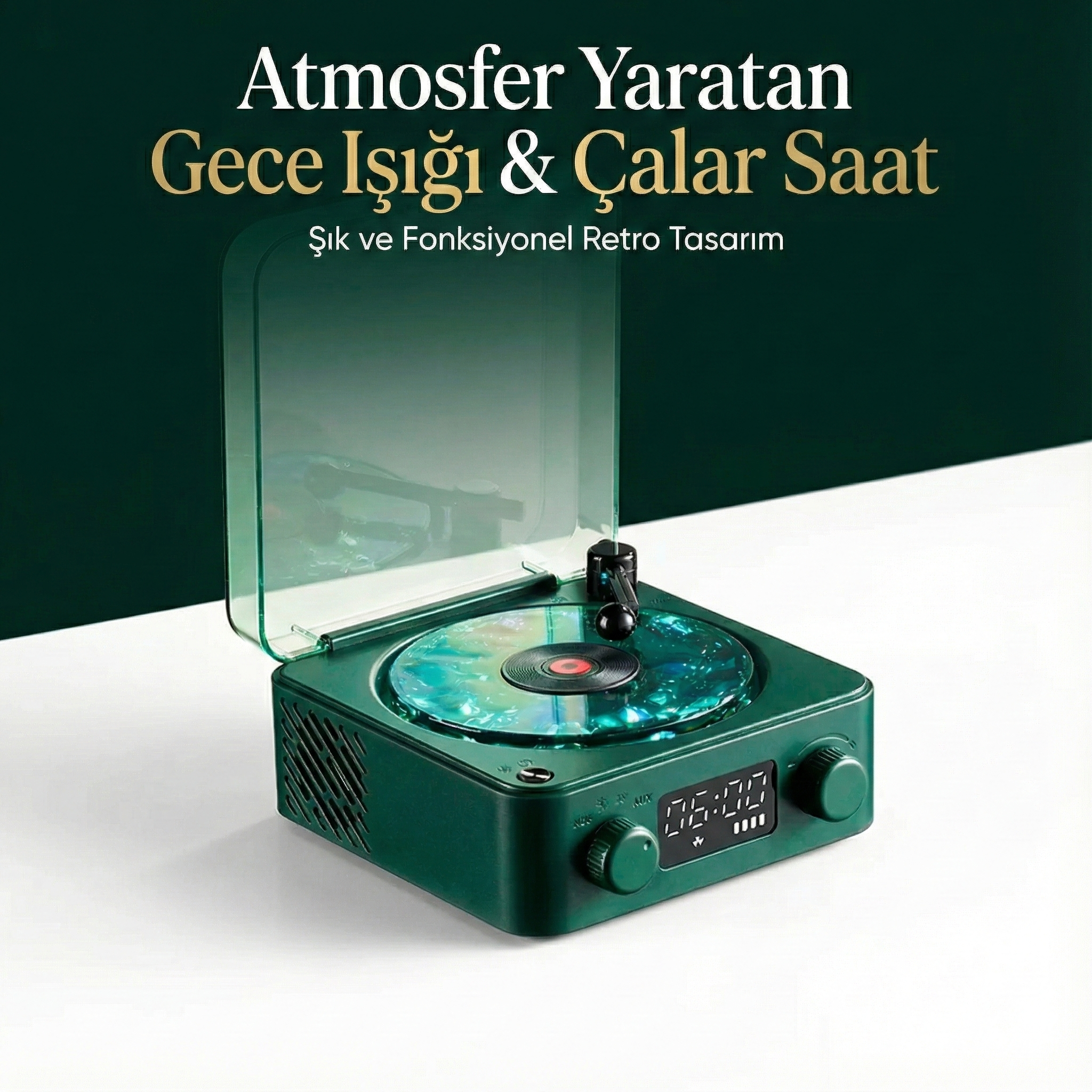 Retro Pikap Bluetooth Hoparlör ve Çalar Saat