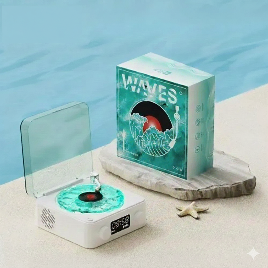 Vinil Plak Tasarımlı Işıklı Bluetooth Hoparlör – Dekoratif Gece Lambası